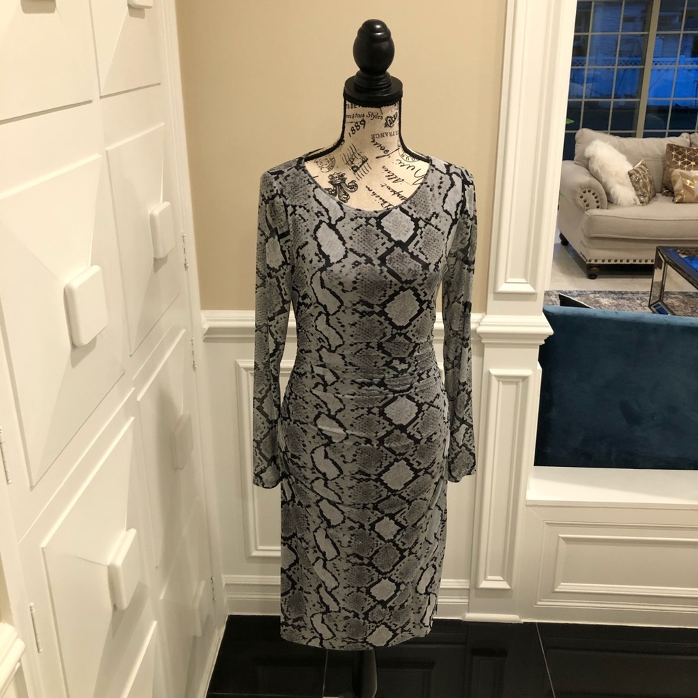 Kay unger long sleeve mesh dress